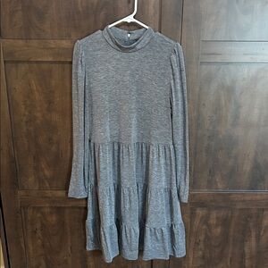 Ann Taylor Gray Long Sleeve Tiered Dress